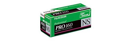 A box of Fujifilm Pro 160NS 120-format